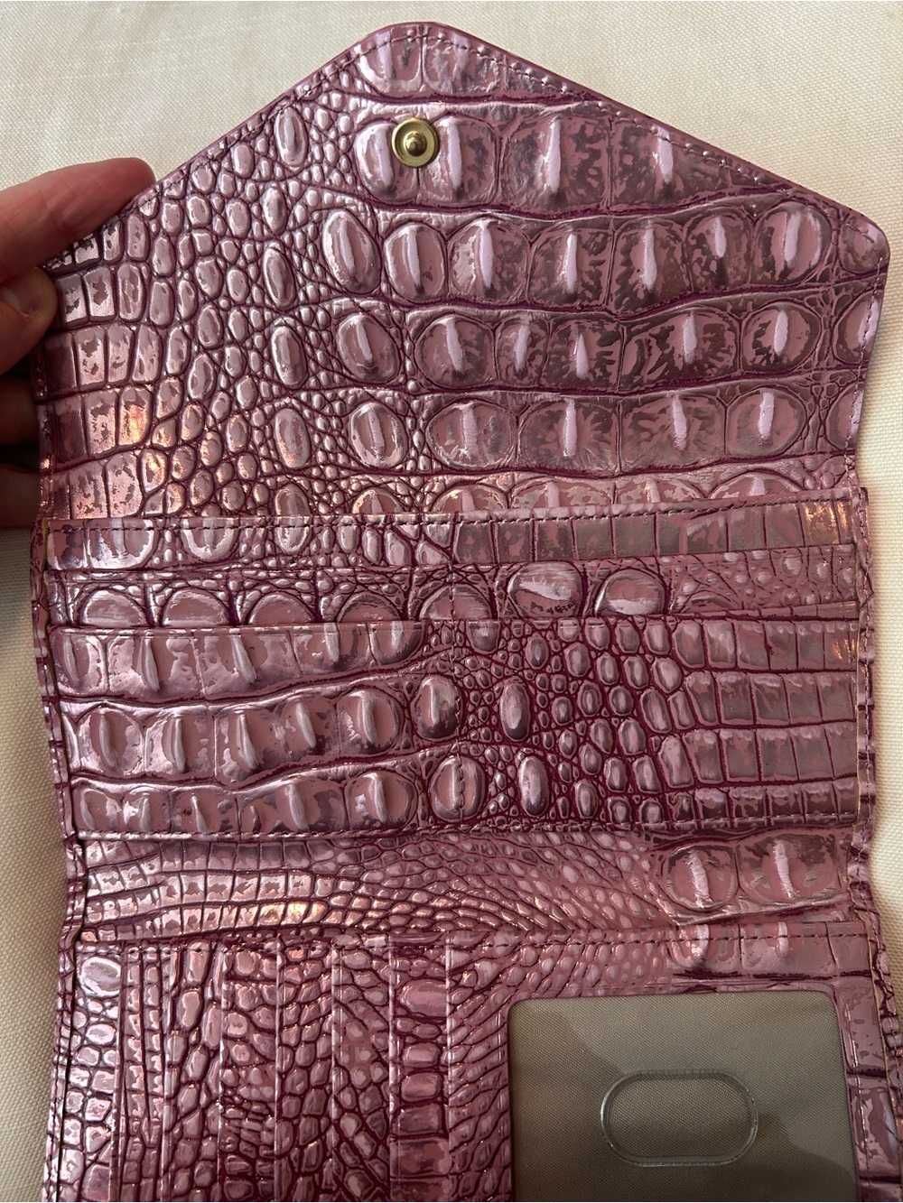 Brahmin Lilac Croc-Embossed Leather Wallet - Picture 3 of 3